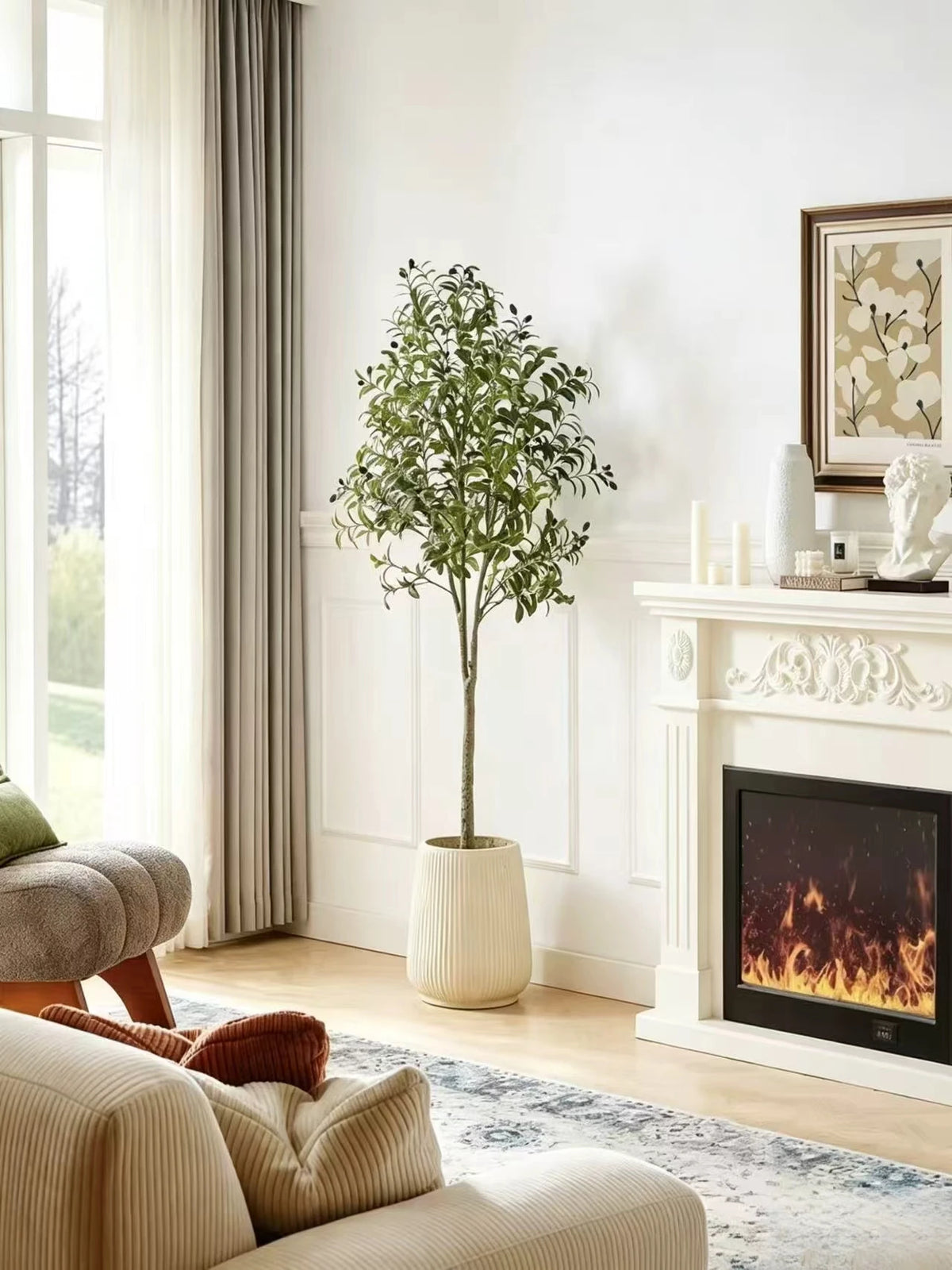 Sophie's Faux Olive Tree with Realistic Fruit – Detachable Indoor Floor Plant Decor