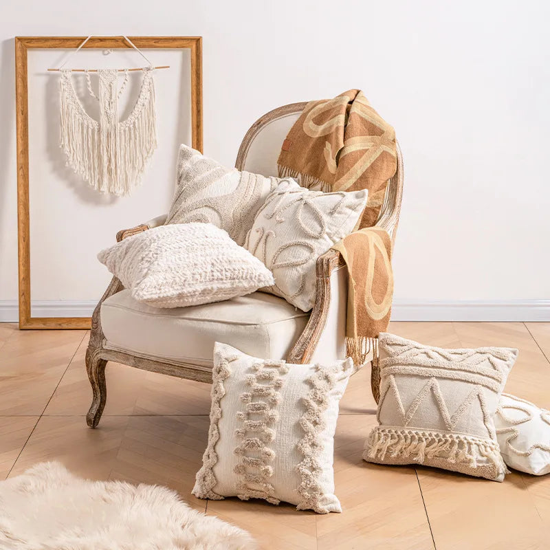 Bohemian Jacquard Striped Cushion Cover – 45x45cm (Cover Only)