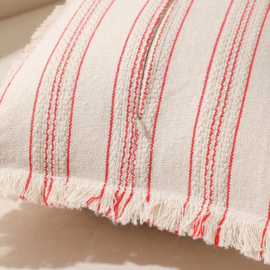 Boho Striped Throw Pillow Cover with Fringe – 30x50cm (Cover Only)