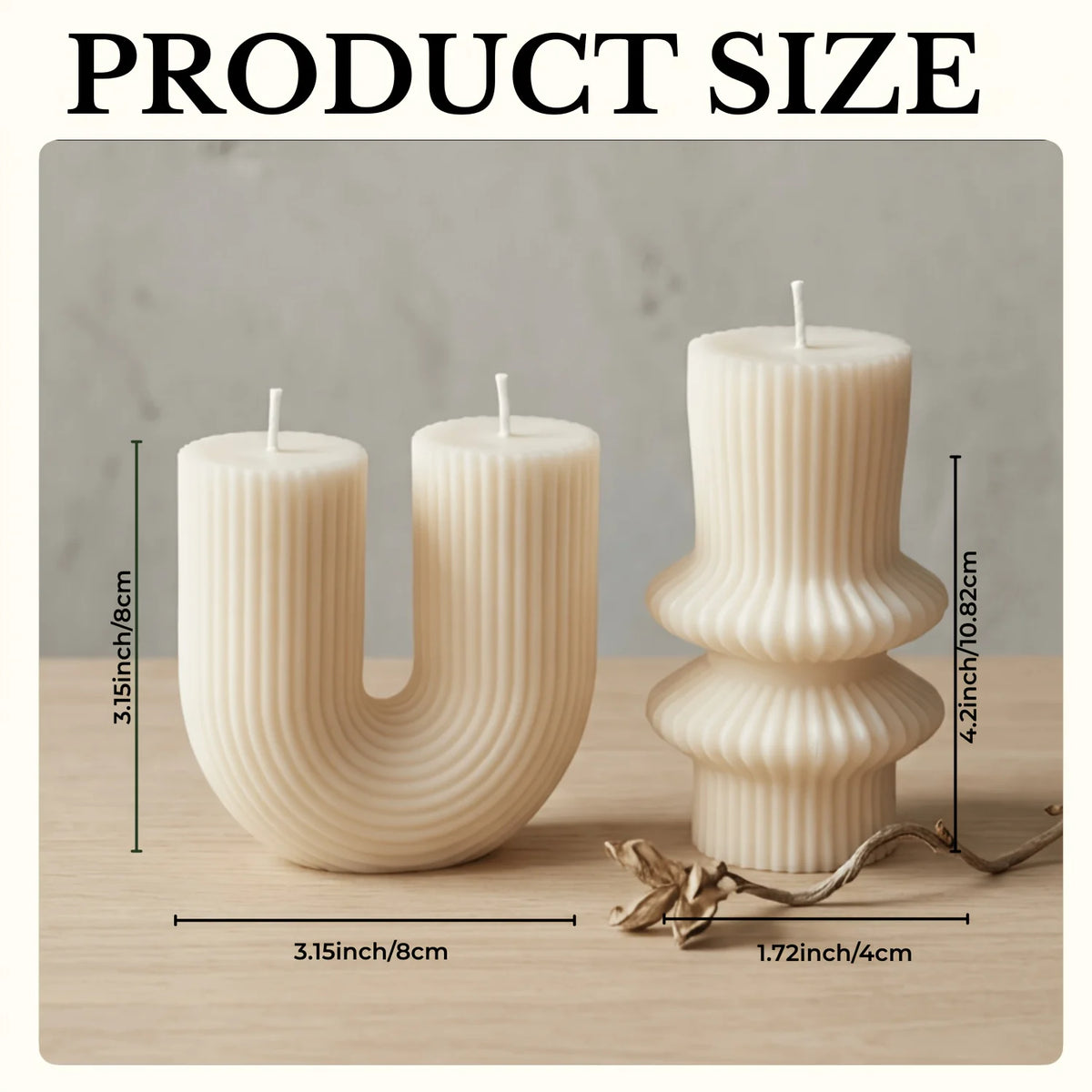 Minimalist Sculptural Pillar Candles – Set of 2 | Unscented Soy Wax