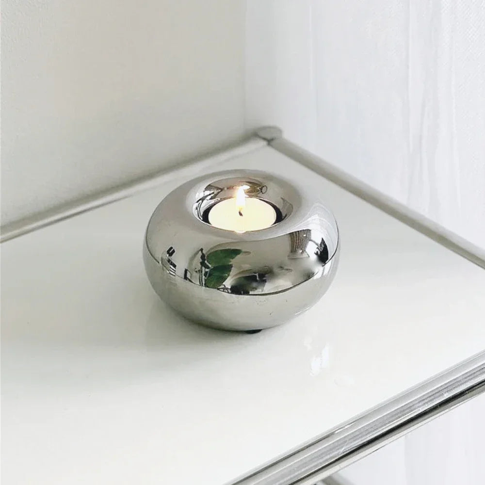 Silver Electroplated Ceramic Candle Holder – Modern Luxury Home Decor