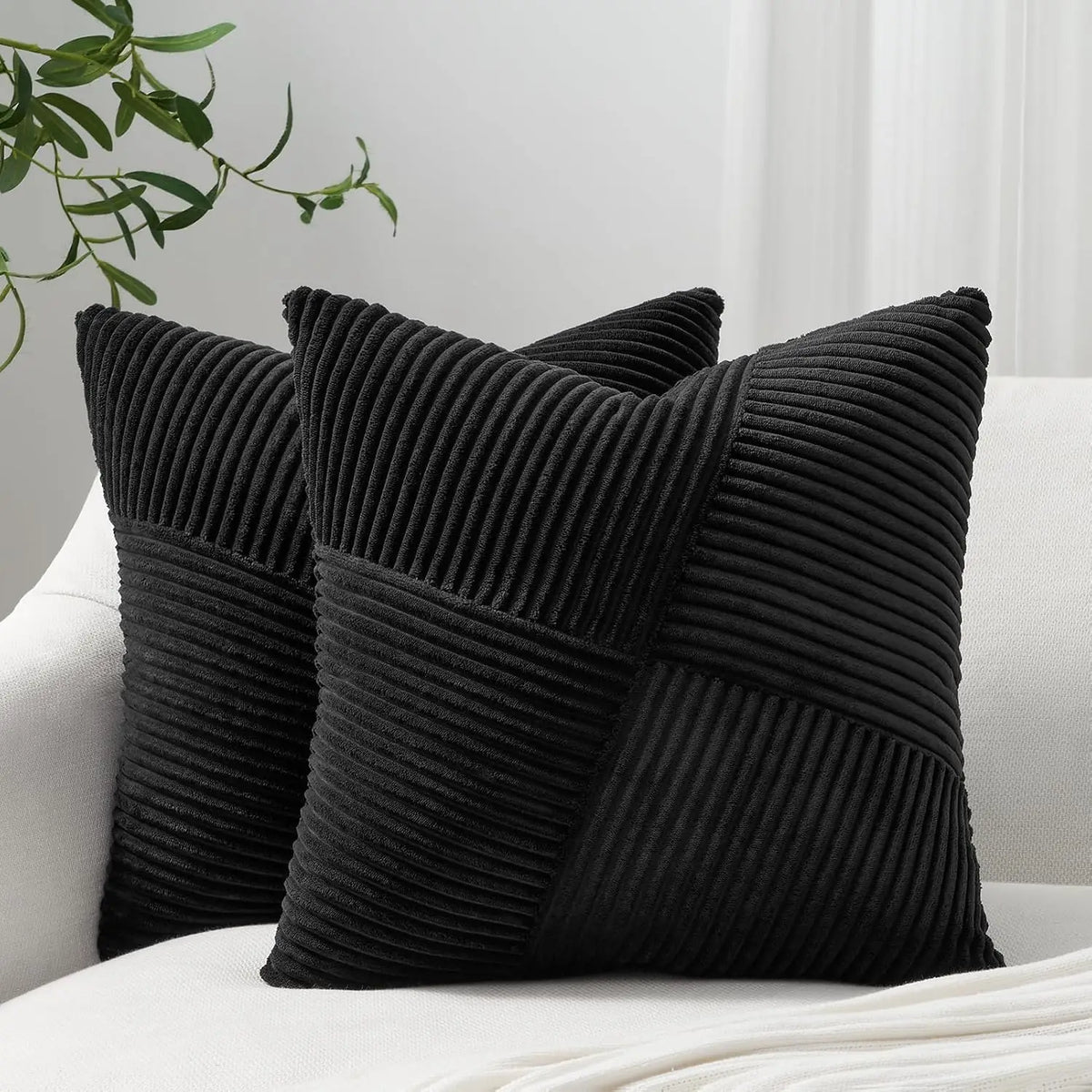 Corduroy Throw Pillow Cover – Boho Windmill Texture | 45x45cm (Cover Only)