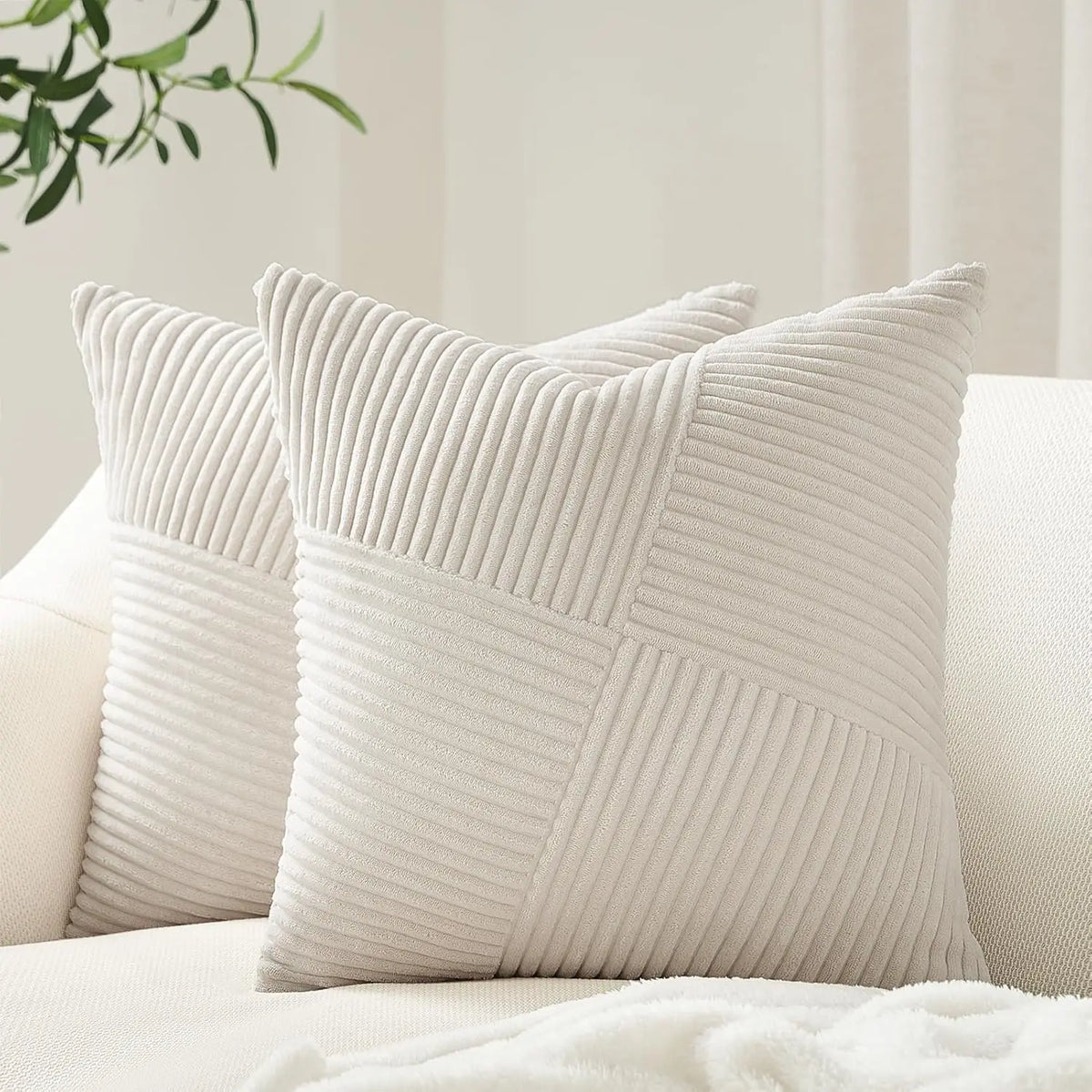 Corduroy Throw Pillow Cover – Boho Windmill Texture | 45x45cm (Cover Only)