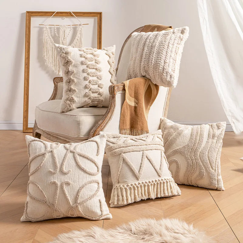 Bohemian Jacquard Striped Cushion Cover – 45x45cm (Cover Only)