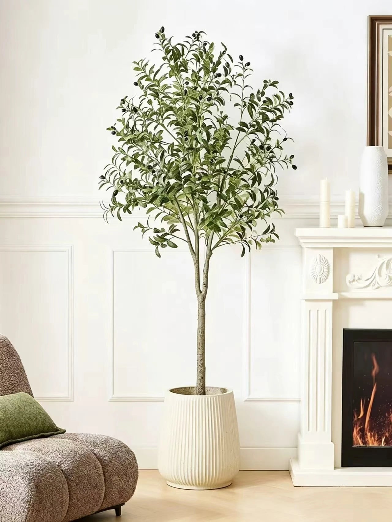 Sophie's Faux Olive Tree with Realistic Fruit – Detachable Indoor Floor Plant Decor