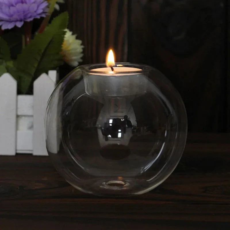 Round Clear Glass Tealight Candle Holder – Minimalist European Style