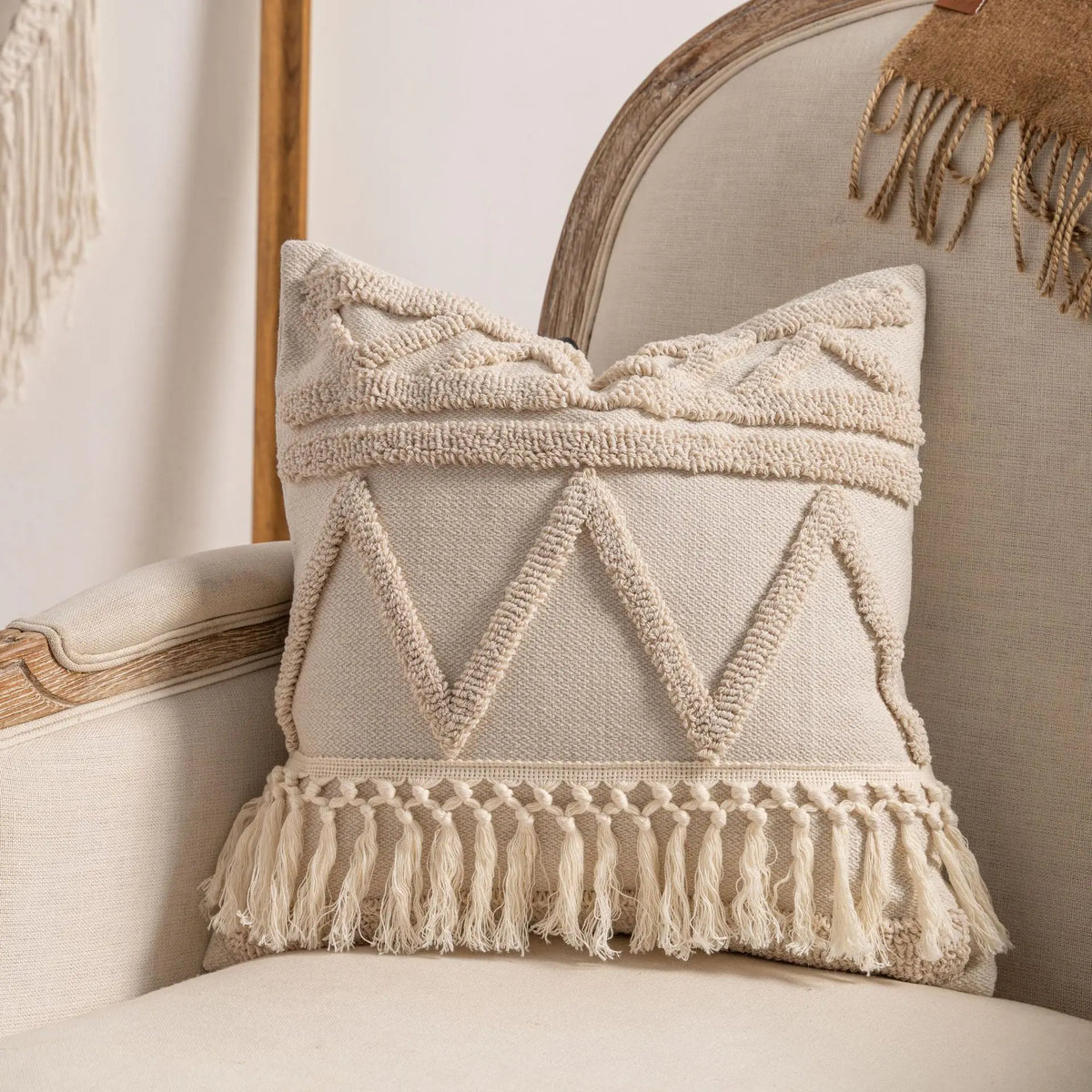 Bohemian Jacquard Striped Cushion Cover – 45x45cm (Cover Only)