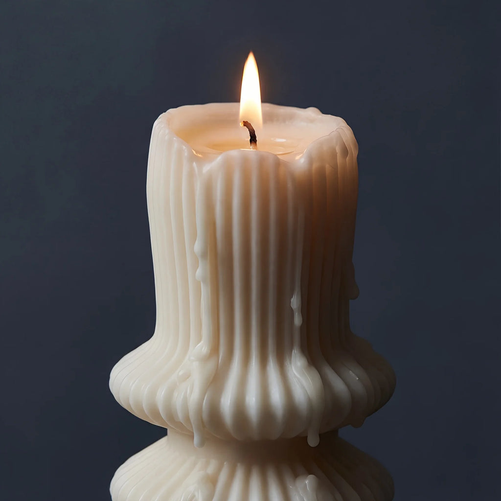 Minimalist Sculptural Pillar Candles – Set of 2 | Unscented Soy Wax