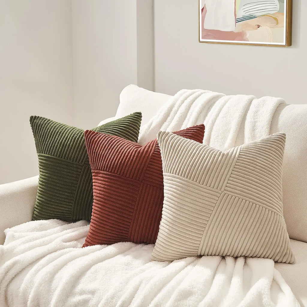 Corduroy Throw Pillow Cover – Boho Windmill Texture | 45x45cm (Cover Only)