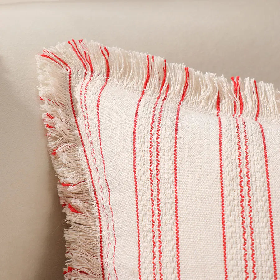 Boho Striped Throw Pillow Cover with Fringe – 30x50cm (Cover Only)