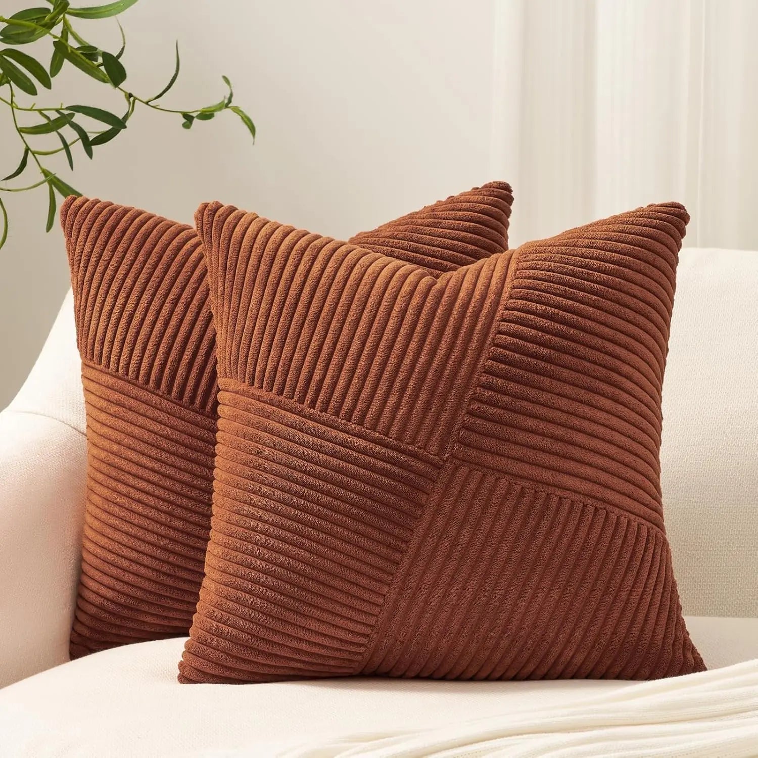 Corduroy Throw Pillow Cover – Boho Windmill Texture | 45x45cm (Cover Only)