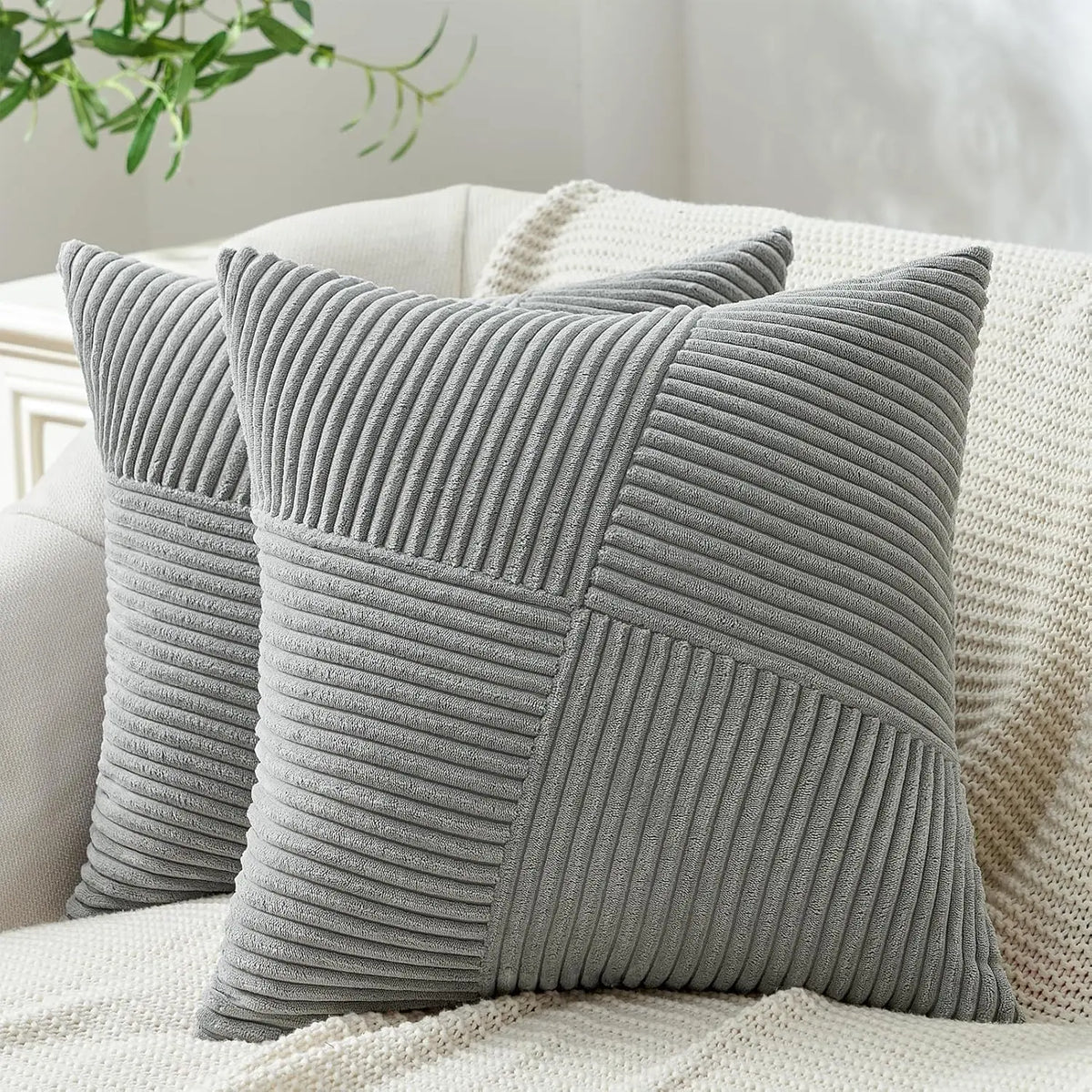 Corduroy Throw Pillow Cover – Boho Windmill Texture | 45x45cm (Cover Only)