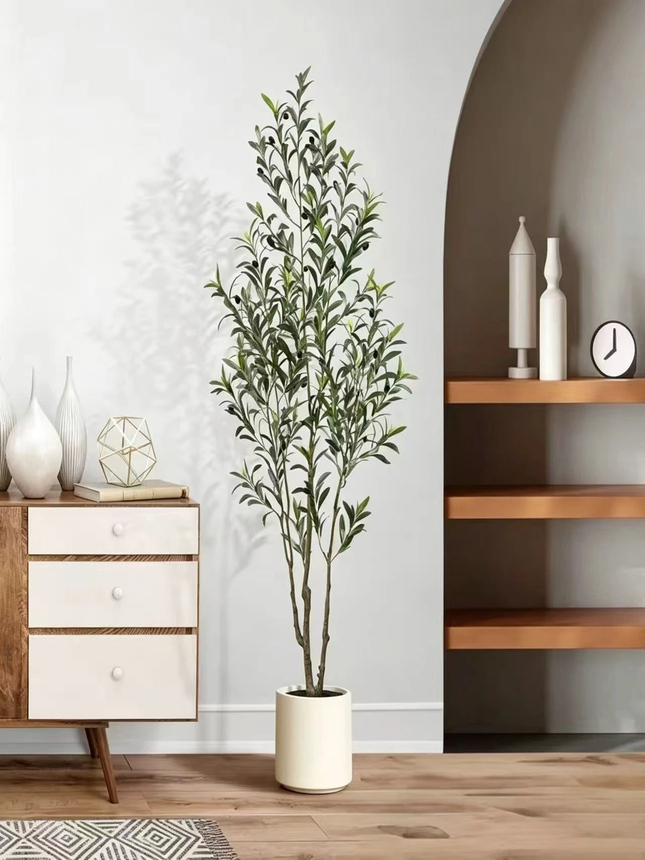 Sophie's Faux Olive Tree with Realistic Fruit – Detachable Indoor Floor Plant Decor