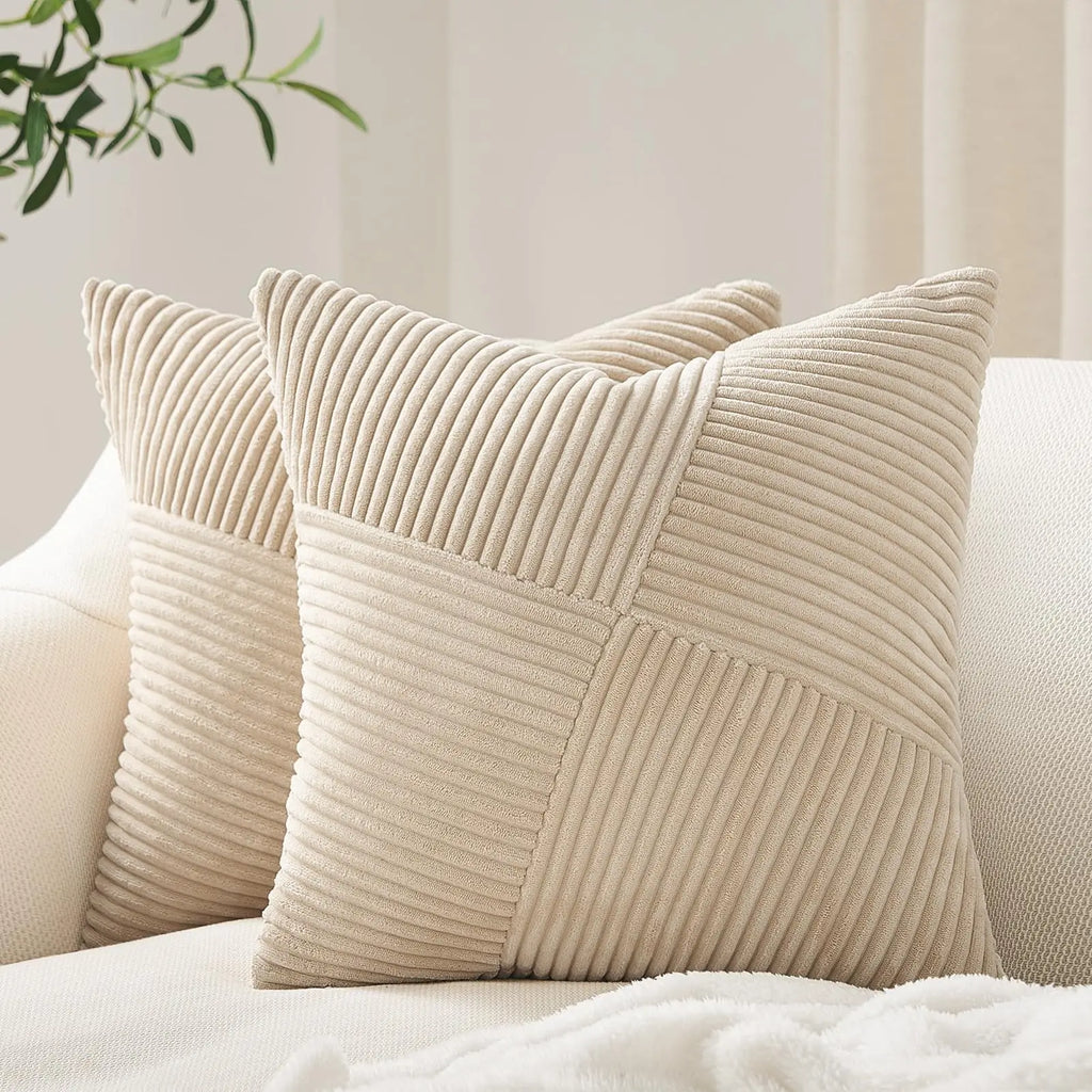 Corduroy Throw Pillow Cover – Boho Windmill Texture | 45x45cm (Cover Only)
