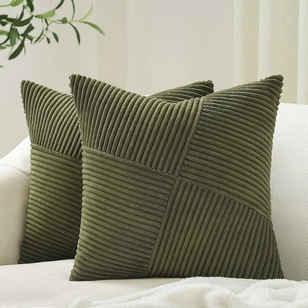 Corduroy Throw Pillow Cover – Boho Windmill Texture | 45x45cm (Cover Only)