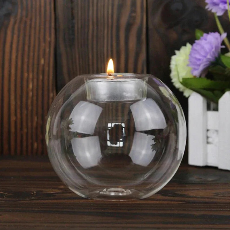 Round Clear Glass Tealight Candle Holder – Minimalist European Style