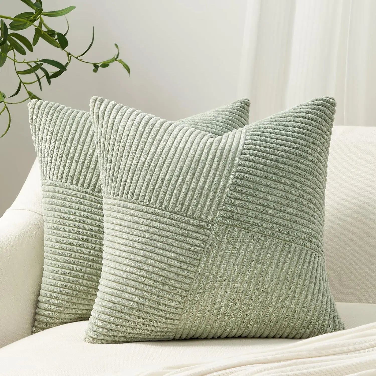 Corduroy Throw Pillow Cover – Boho Windmill Texture | 45x45cm (Cover Only)