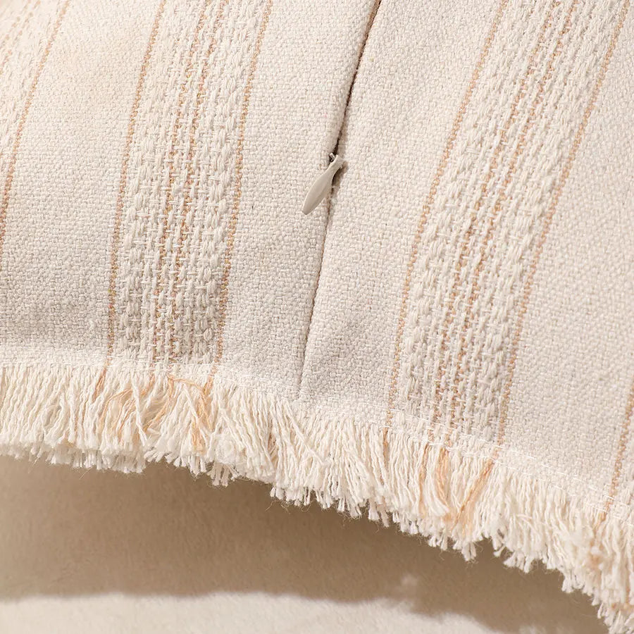 Boho Striped Throw Pillow Cover with Fringe – 30x50cm (Cover Only)