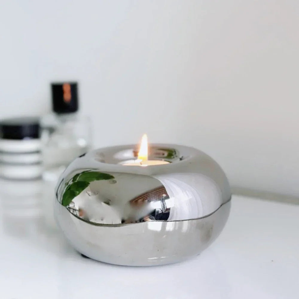 Silver Electroplated Ceramic Candle Holder – Modern Luxury Home Decor