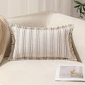 Boho Striped Throw Pillow Cover with Fringe – 30x50cm (Cover Only)