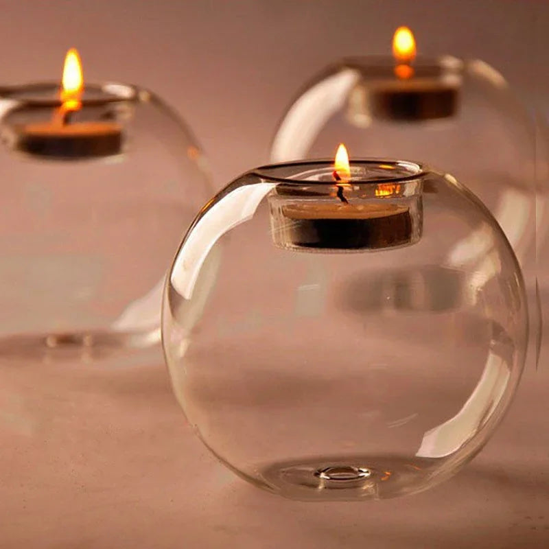 Round Clear Glass Tealight Candle Holder – Minimalist European Style