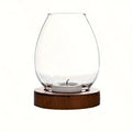 European Style Clear Glass Candle Holder with Wooden Base