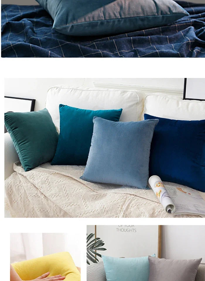 Madeline Velvet Throw Pillow Cover – Nordic Plaid Design | 30x50cm (Cover Only)