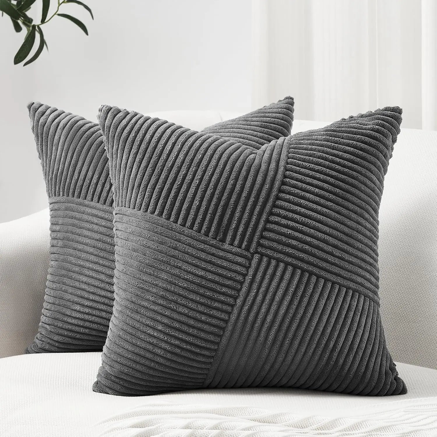 Corduroy Throw Pillow Cover – Boho Windmill Texture | 45x45cm (Cover Only)
