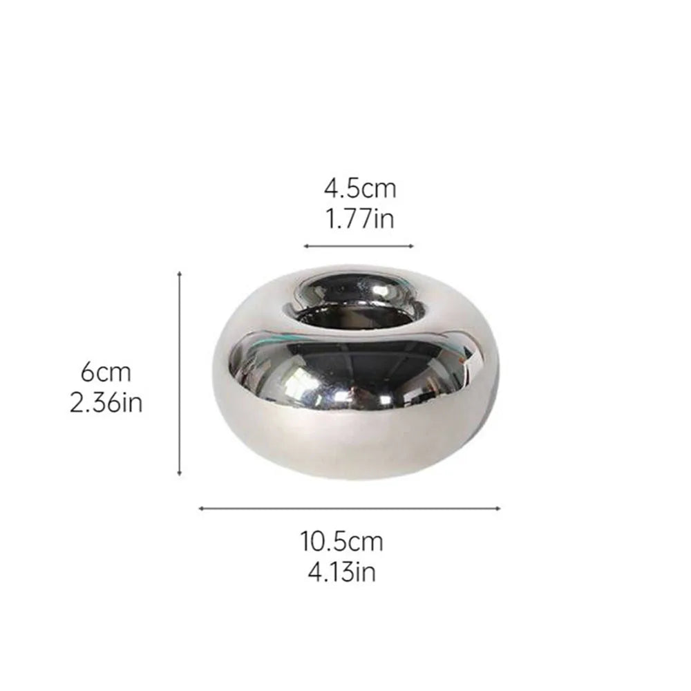 Silver Electroplated Ceramic Candle Holder – Modern Luxury Home Decor