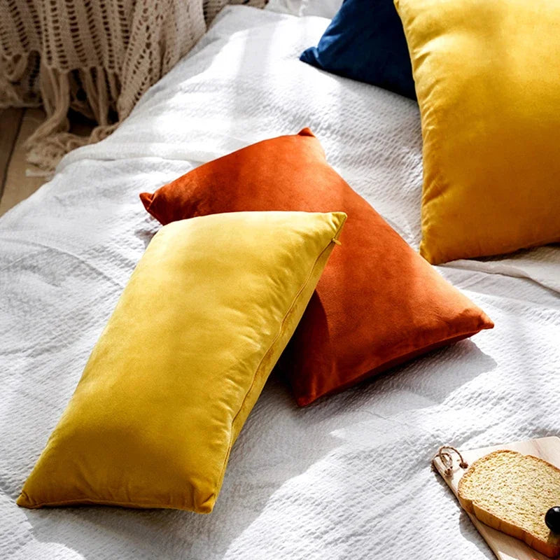Madeline Velvet Throw Pillow Cover – Nordic Plaid Design | 30x50cm (Cover Only)